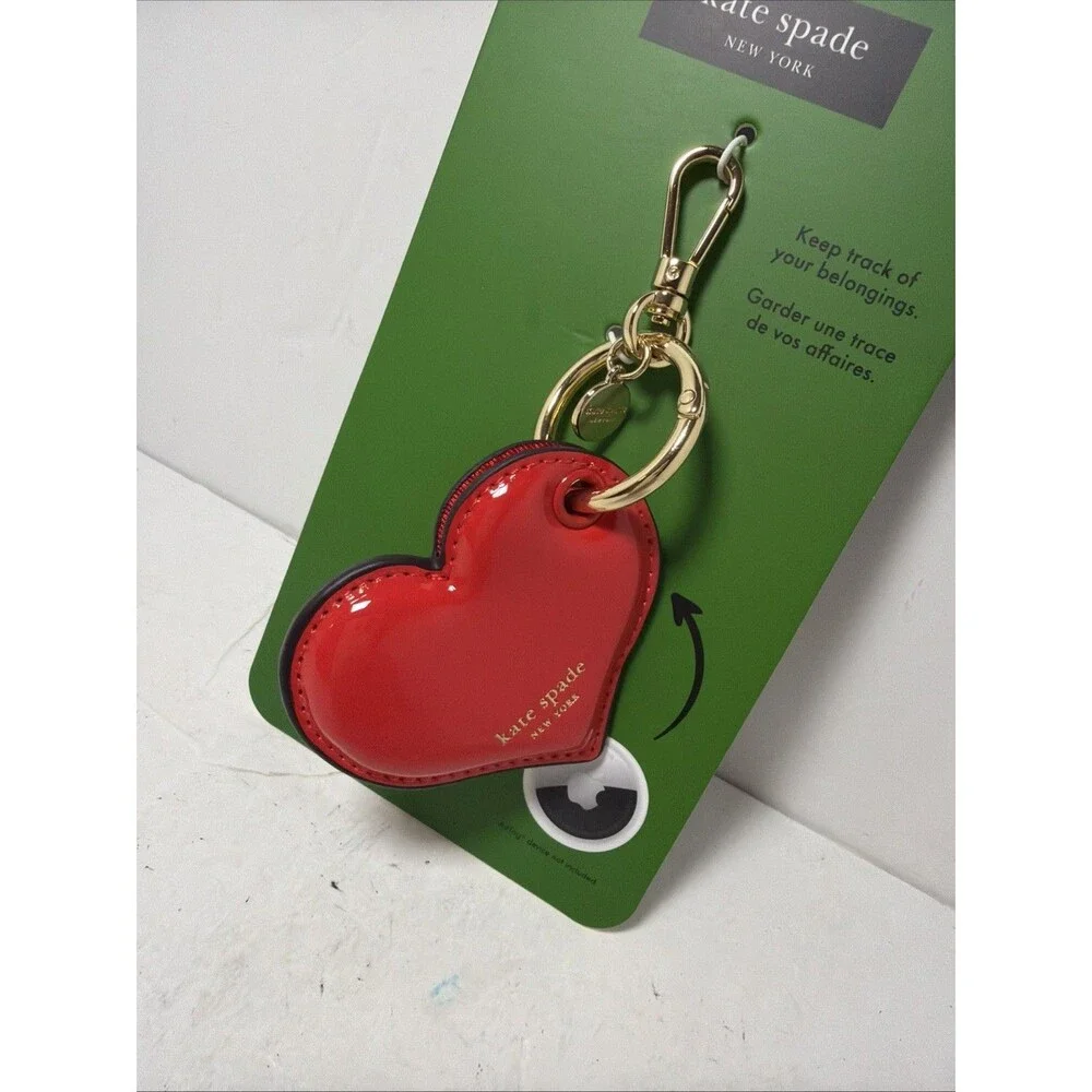 KATE SPADE HEART AIRTAG CASE KEY FOB BAG CHARM Brand New
